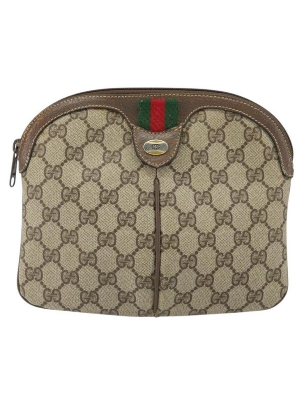 Authentic GUCCI GG Supreme Web Sherry Line Bag PVC Beige Gold 004 02 047 - Picture 5 of 16